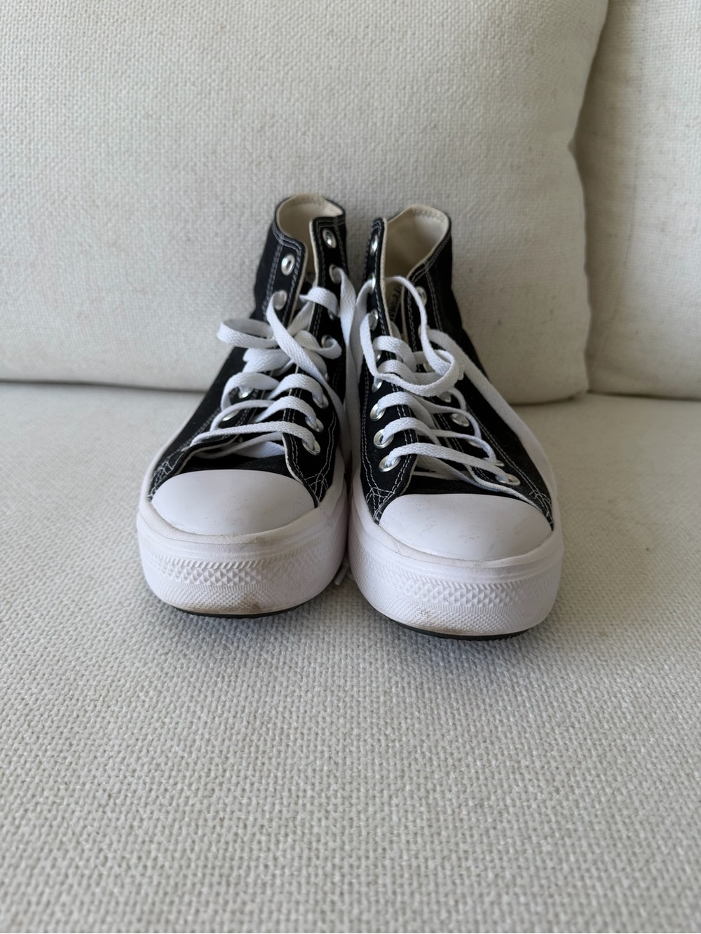 Converse Black and White High Top Platform Sneakers - Picture 5 of 7